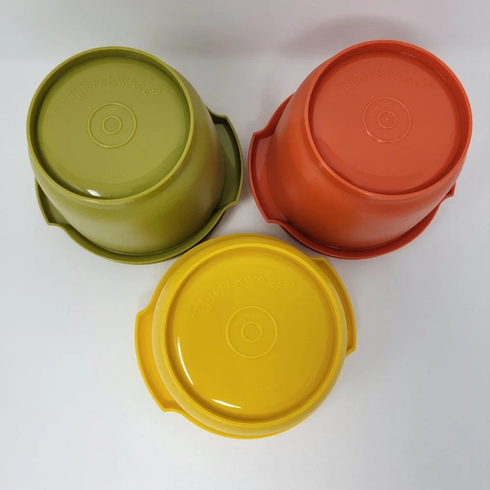 NOS Lot of 3 Vintage Tupperware Servalier Bowls 886-23 Autumn Harvest